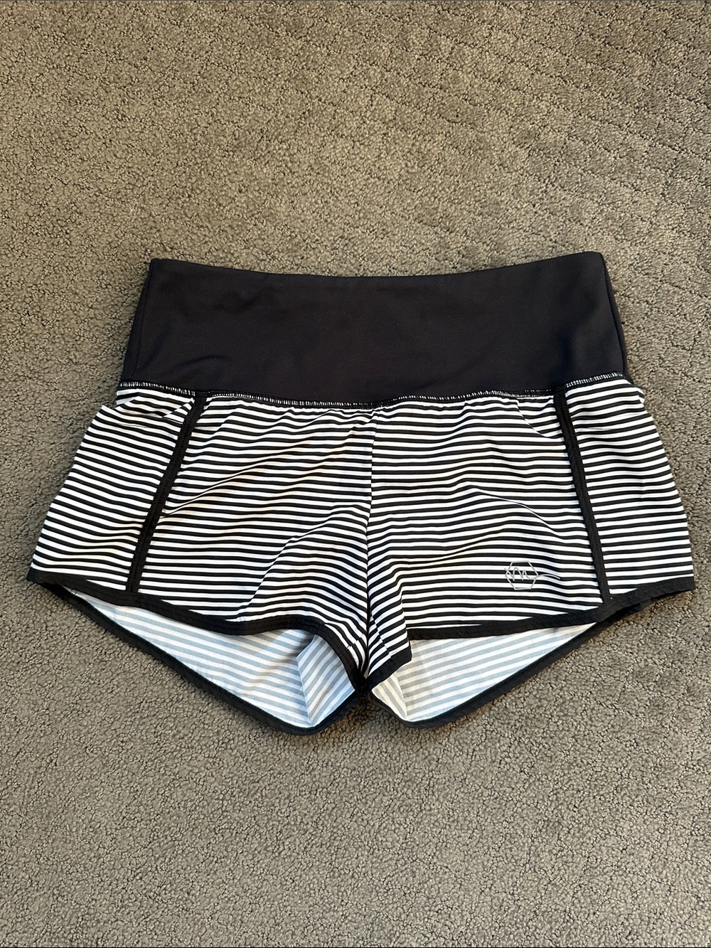 Maven Thread Black & White Striped Women’s Athletic Shorts
